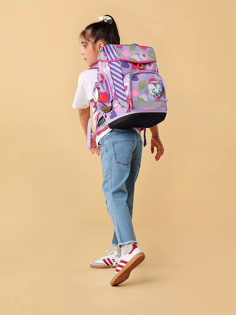 ERGOBAG | Set de mochila escolar de 6 piezas CUBO LIGHT BlütenzauBär | Lila