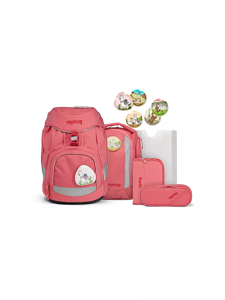 ERGOBAG | Set de mochila escolar de 6 piezas Lamas in Bärjamas | Rosa