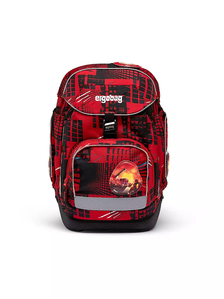 ERGOBAG | Set de mochila escolar de 6 piezas PACK - AlarmBäreitschaft | Rojo