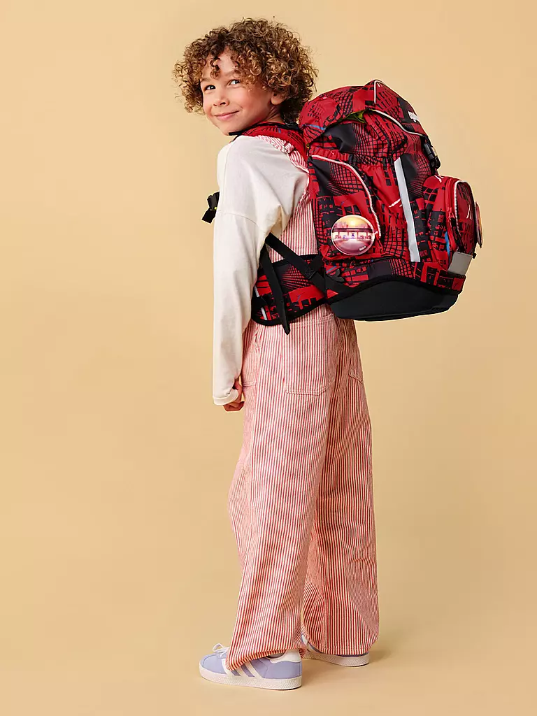ERGOBAG | Set de mochila escolar de 6 piezas PACK AlarmBäreitschaft | Rojo