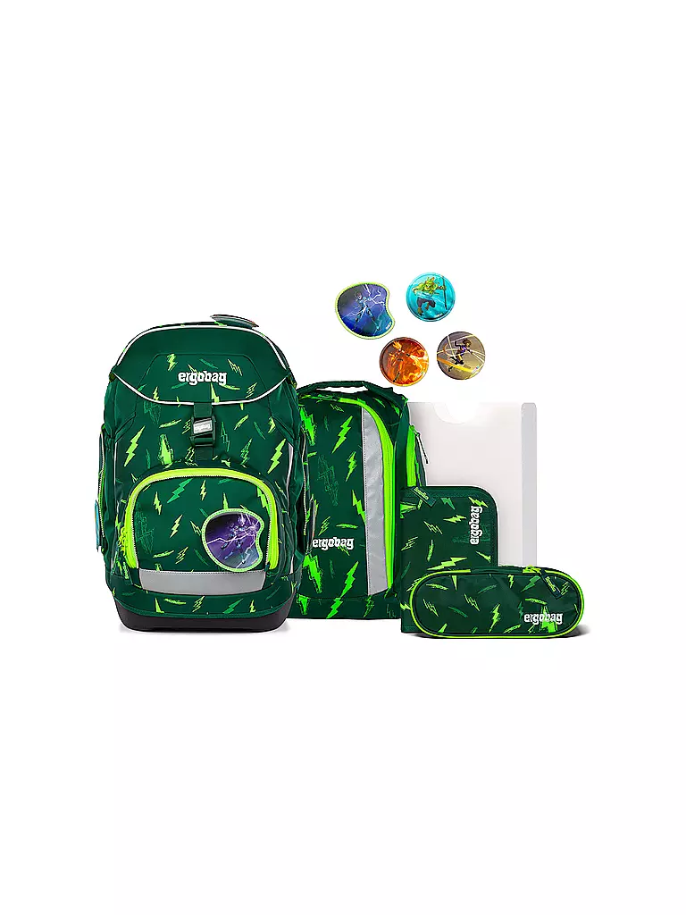 ERGOBAG | Set de mochila escolar de 6 piezas PACK Bärtastisch | Verde oscuro