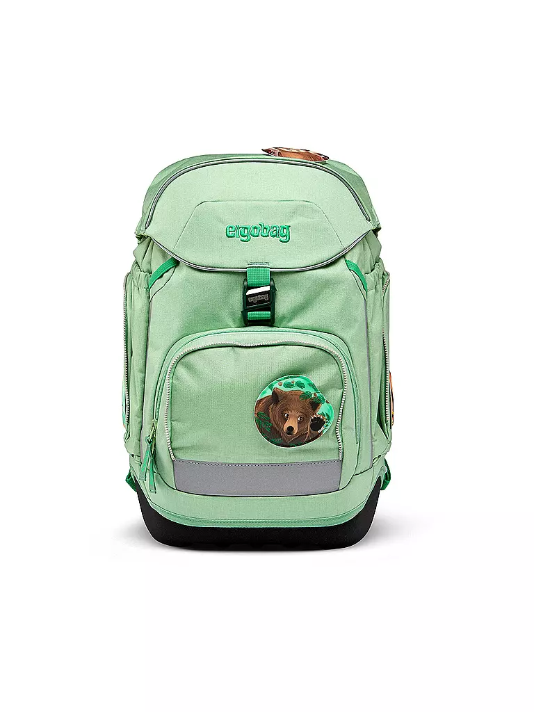 ERGOBAG | Set de mochila escolar de 6 piezas PACK Eco Hero - WaldBärwohner | Verde claro