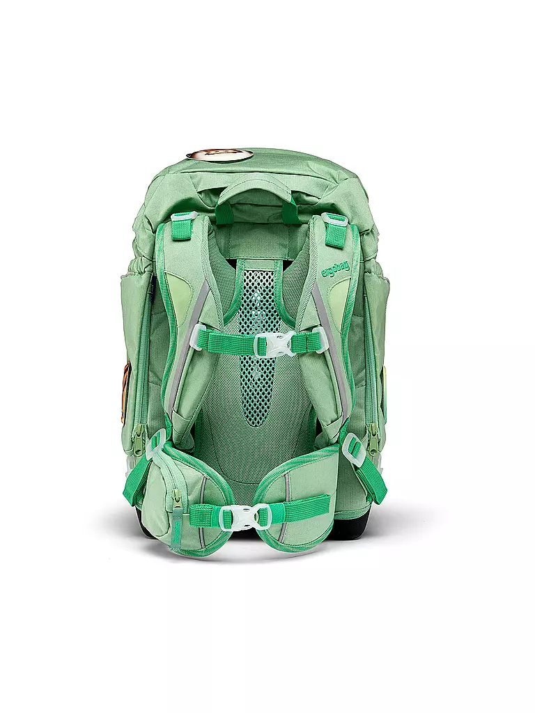 ERGOBAG | Set de mochila escolar de 6 piezas PACK Eco Hero - WaldBärwohner | Verde claro