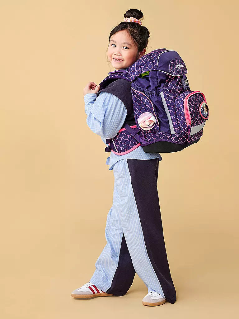 ERGOBAG | Set de mochila escolar de 6 piezas PACK PerlentauchBär | Lila