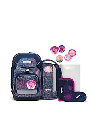ERGOBAG | Set de mochila escolar de 6 piezas PACK Reflex Glow - Bärlaxy | Lila