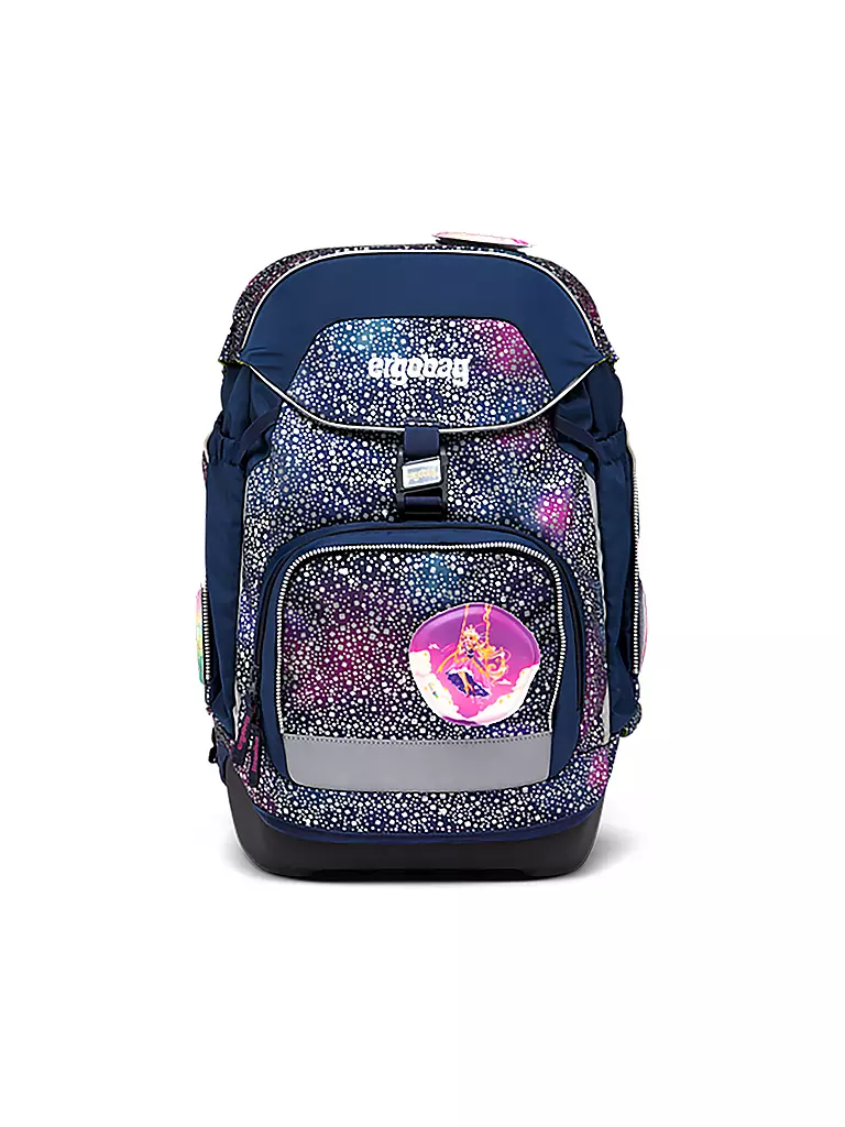 ERGOBAG | Set de mochila escolar de 6 piezas PACK Reflex Glow - Bärlaxy | Lila