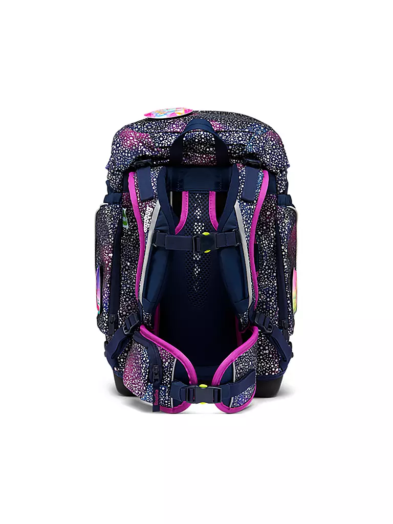 ERGOBAG | Set de mochila escolar de 6 piezas PACK Reflex Glow - Bärlaxy | Lila