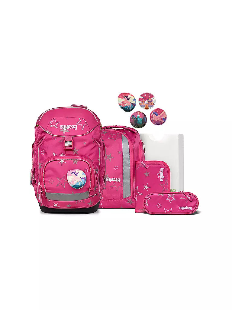 ERGOBAG | Set de mochila escolar de 6 piezas PACK SternzauBär | Fucsia