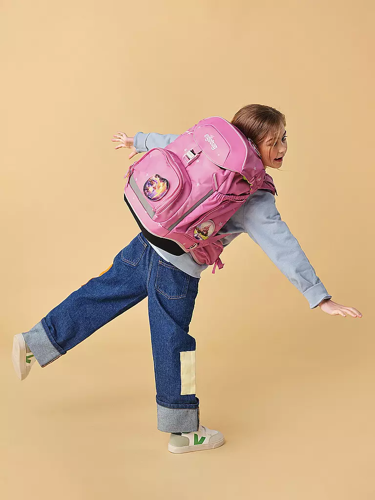 ERGOBAG | Set de mochila escolar de 6 piezas Wolkenzauber | Rosa