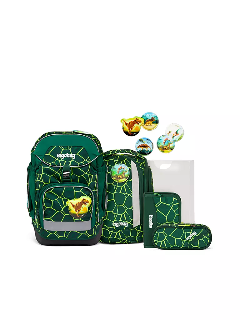 ERGOBAG | Set de mochilas escolares 6 piezas PACK - BärRex | Verde oscuro