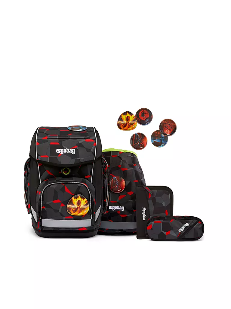 ERGOBAG | Set de mochilas escolares de 5 piezas CUBO - | Negro