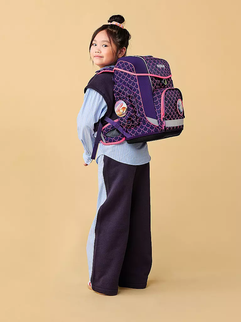 ERGOBAG | Set de mochilas escolares de 6 piezas CUBO LIGHT PerlentauchBär | Lila