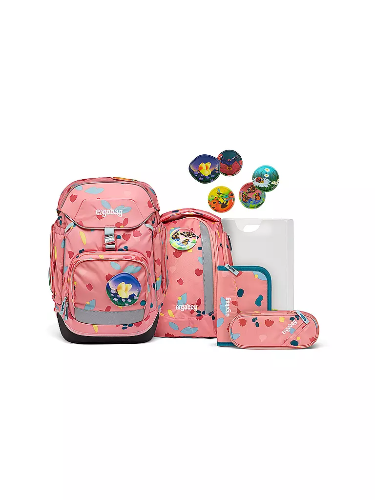 ERGOBAG | Set de mochilas escolares de 6 piezas PACK - ZitronenfaltBär | Coral