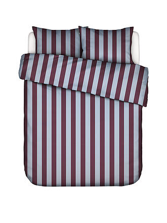ESSENZA | Ropa de cama de satén MINTE STRIPE 70x90/140x200cm Malva Vino/Azul Hielo