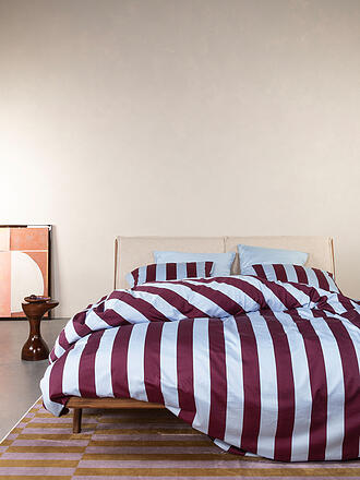 ESSENZA | Ropa de cama de satén MINTE STRIPE 70x90/140x200cm Malva Vino/Azul Hielo