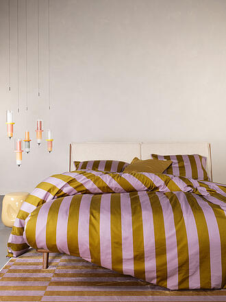 ESSENZA | Ropa de cama de satén MINTE STRIPE 70x90/140x200cm Morado pálido/Oliva