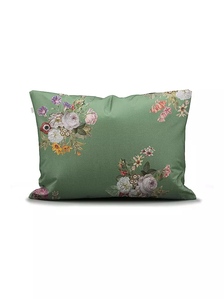 ESSENZA | Juego de cama de satén LAURINE 70x90cm/140x200cm Verde arcilla | Verde oscuro