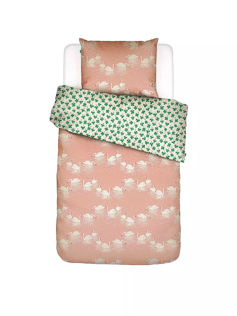 ESSENZA | Percal Ropa de cama SWAN LAKE 70x90cm/140x200cm Misty Rose | Rosa