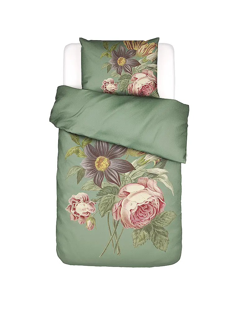 ESSENZA | Ropa de cama de satén 70x90cm / 140x200cm MADIA Basil Green | Oliva
