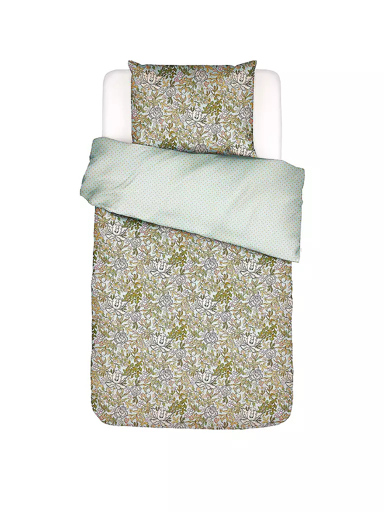 ESSENZA | Ropa de cama de satén 70x90cm / 140x200cm Ophelia Hazy Blue | Verde claro