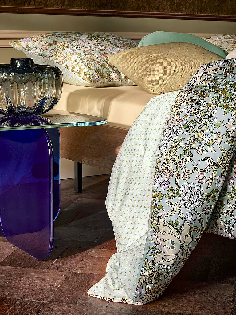 ESSENZA | Ropa de cama de satén 70x90cm / 140x200cm Ophelia Hazy Blue | Verde claro