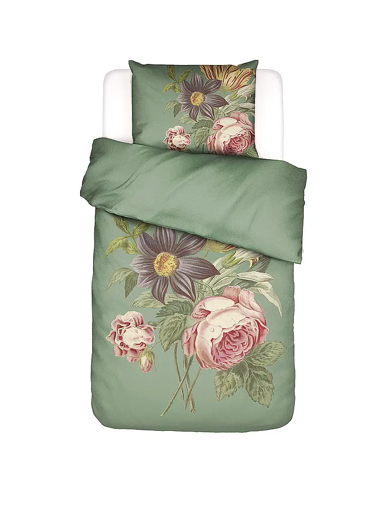 ESSENZA | Ropa de cama de satén 70x90cm / 140x220cm MADIA Verde Albahaca | Oliva