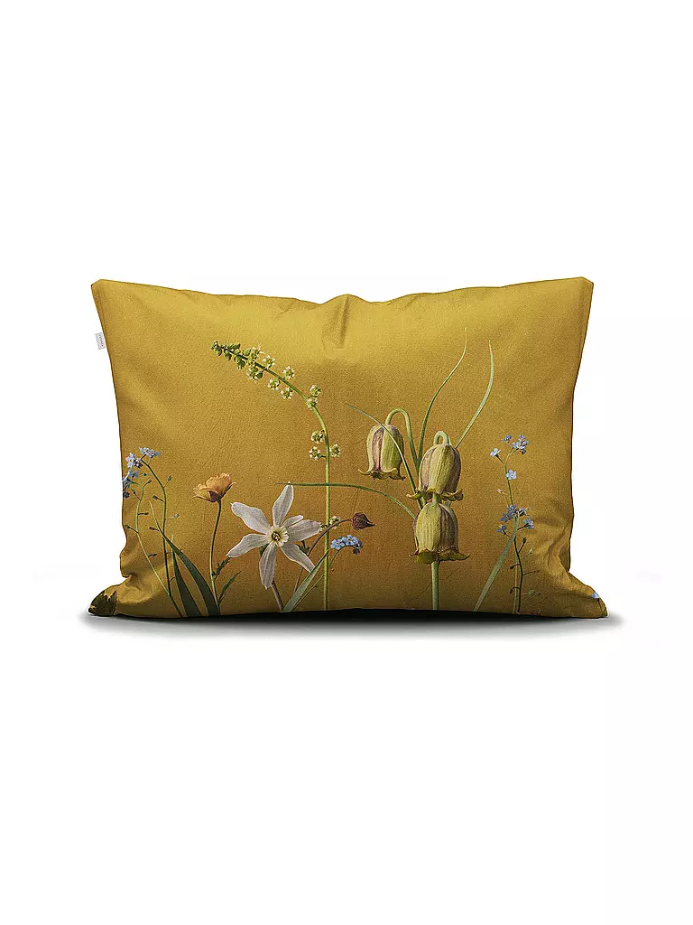 ESSENZA | Ropa de cama de satén FABRICE 70x90cm/140x200cm Flower Ocher | Amarillo