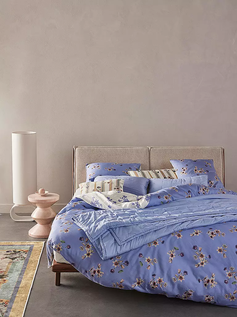 ESSENZA | Ropa de cama de satén FIORA 70x90cm/140x200cm Azul Lavanda | 