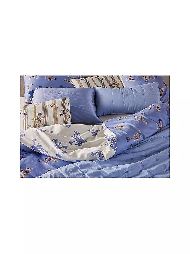 ESSENZA | Ropa de cama de satén FIORA 70x90cm/140x200cm Azul Lavanda | 