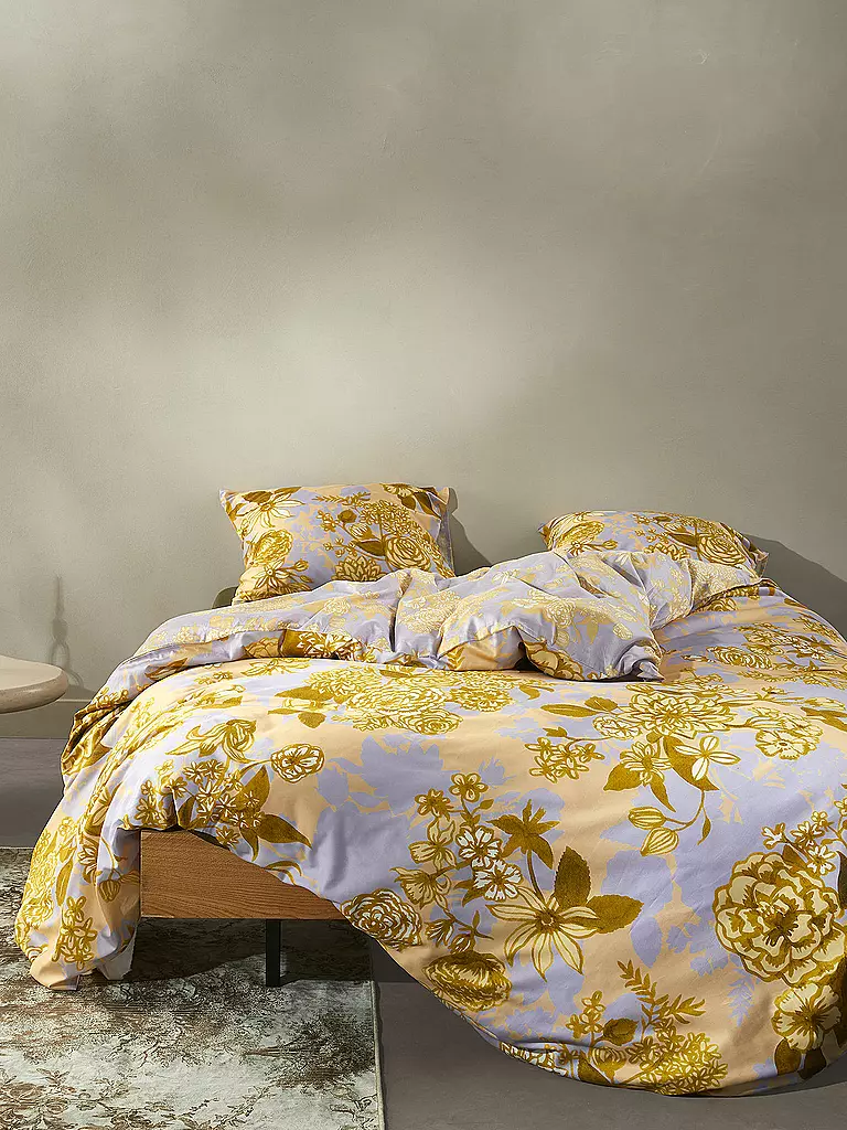 ESSENZA | Ropa de cama de satén FLORE 70x90cm/140x200cm Yellow Straw | Amarillo