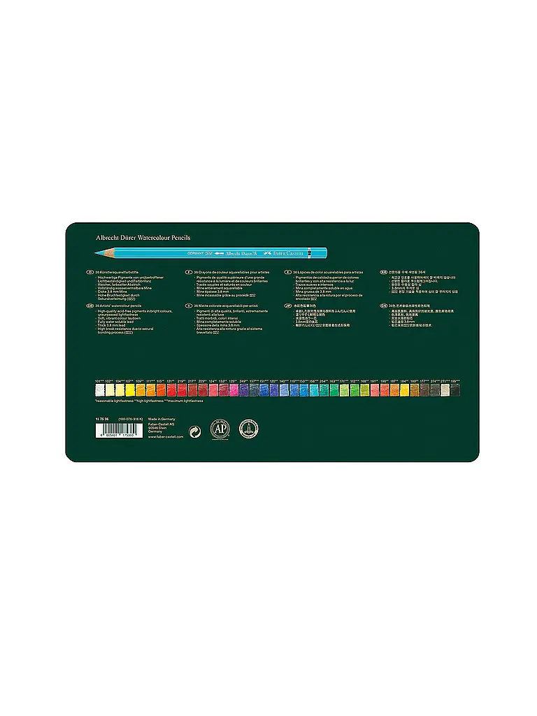 FABER-CASTELL | Albrecht Dürer Lápiz Acuarelable Estuche Metálico de 36 | 
