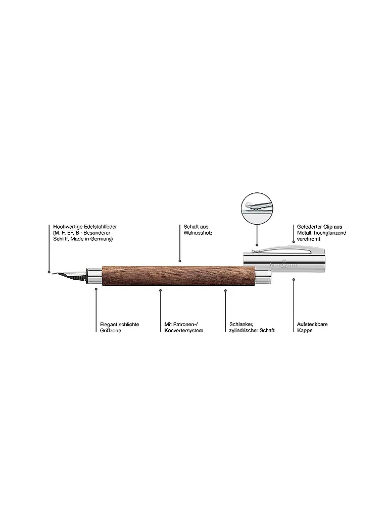 FABER-CASTELL | Ambition Nogal Pluma Estilográfica Ancho de Trazo F, Marrón | 