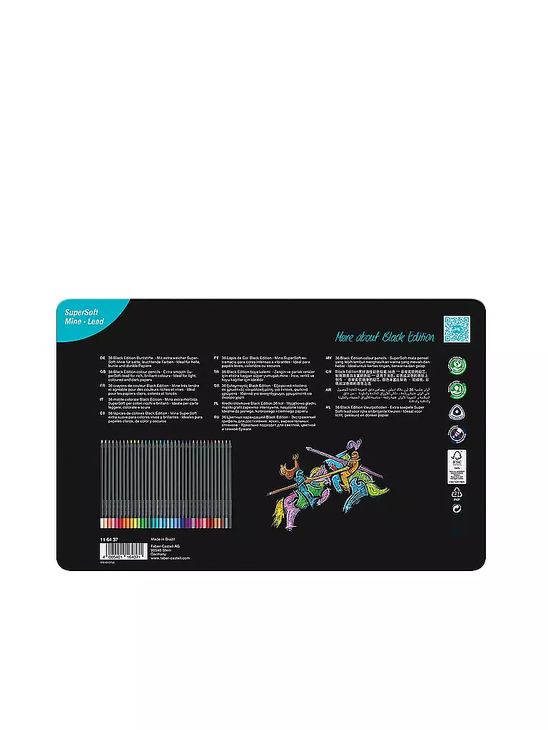 FABER-CASTELL | Black Edition Buntstifte 36er Metalletui | Negro