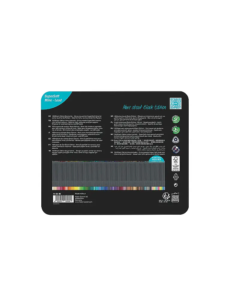 FABER-CASTELL | Bundstifte Black Edition 100er Metalletui | 