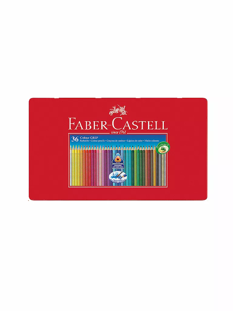FABER-CASTELL | Buntstift Colour Grip Estuche metálico de 36 | Sin color