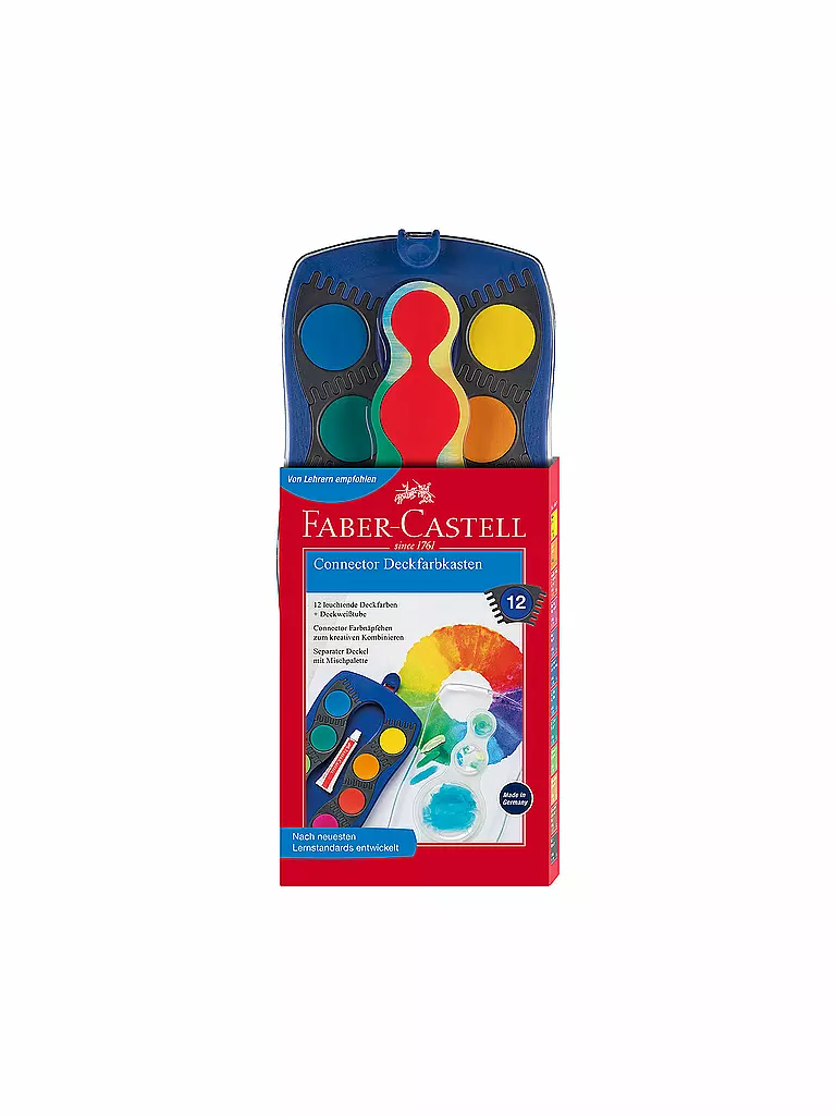 FABER-CASTELL | Connector Caja de acuarelas opacas, azul, 12 colores más blanco opaco | Sin color