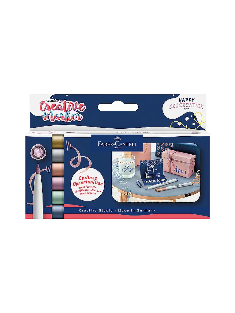 FABER-CASTELL | Gofa Rotuladores creativos, estuche de 6 unidades, Celebr. | Multicolor