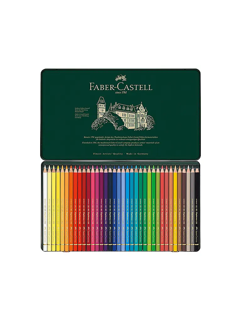FABER-CASTELL | Lápices de color Polychromos, estuche metálico de 36 unidades | Verde oscuro