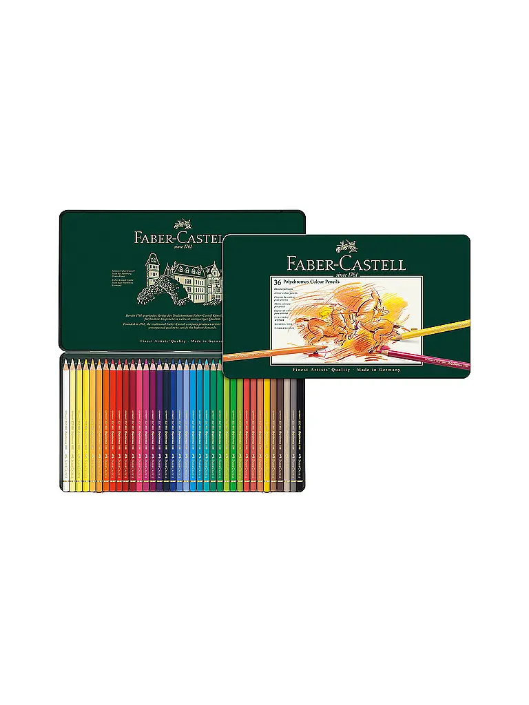 FABER-CASTELL | Lápices de color Polychromos, estuche metálico de 36 unidades | 