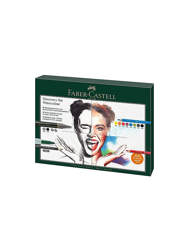 FABER-CASTELL | Lápices de colores, juego de descubrimiento de 12 piezas, productos de acuarela Albrecht Dürer | Verde oscuro
