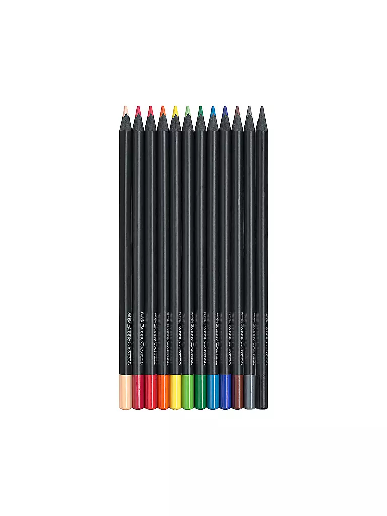 FABER-CASTELL | Lápices de colores Black Edition, estuche de cartón de 12 unidades | Sin color