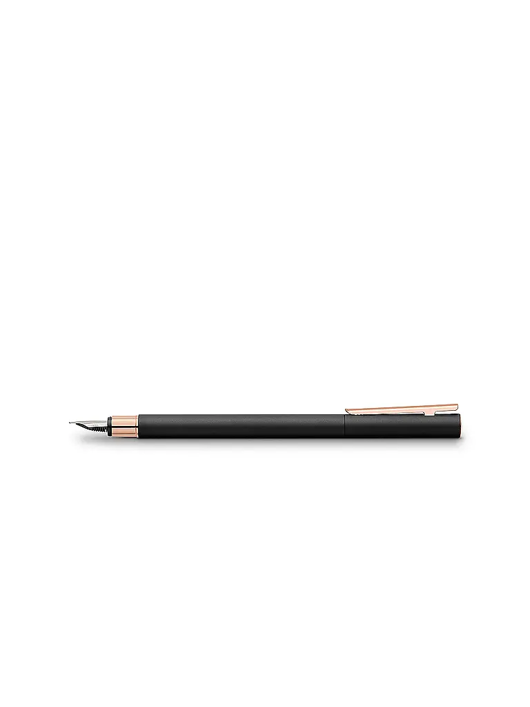FABER-CASTELL | Neo Slim Pluma Estilográfica de Metal, Grosor de Trazo M, negro con oro rosa | Negro