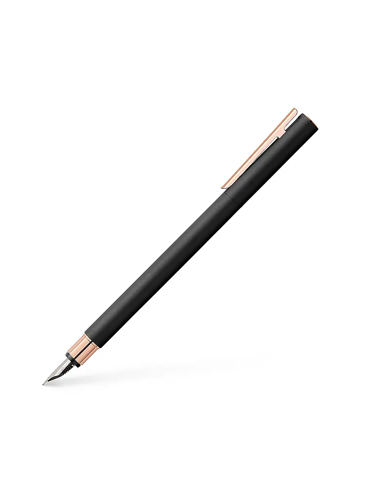 FABER-CASTELL | Neo Slim Pluma Estilográfica de Metal, Grosor de Trazo M, negro con oro rosa | 