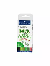 FABER-CASTELL | Pitt Artist Pen Rotulador de tinta china, estuche de 6 unidades para lettering, tonos verdes | Sin color