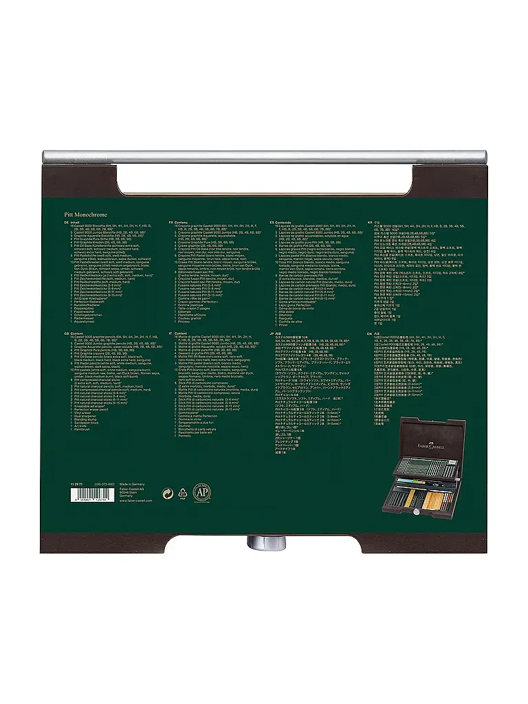 FABER-CASTELL | Pitt Monocromo Maletín de madera 86 piezas | 