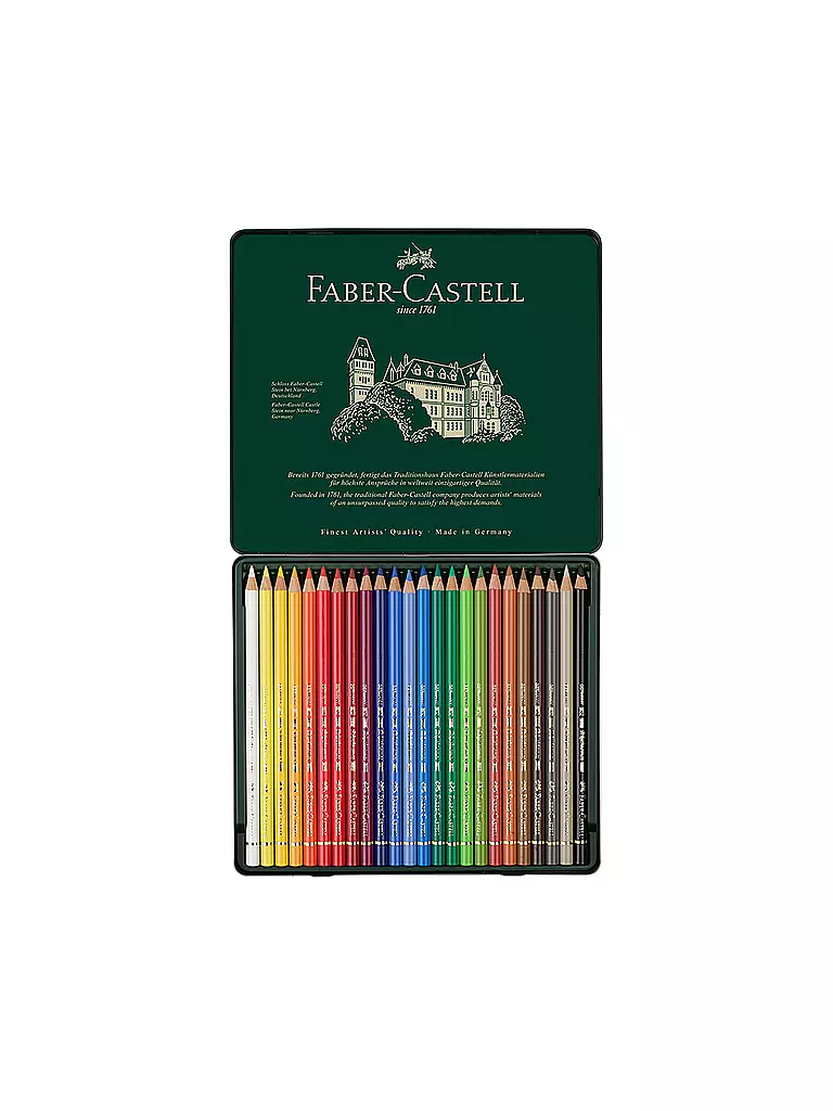 FABER-CASTELL | Polychromos Farbstifte 24er Metalletui | Verde oscuro