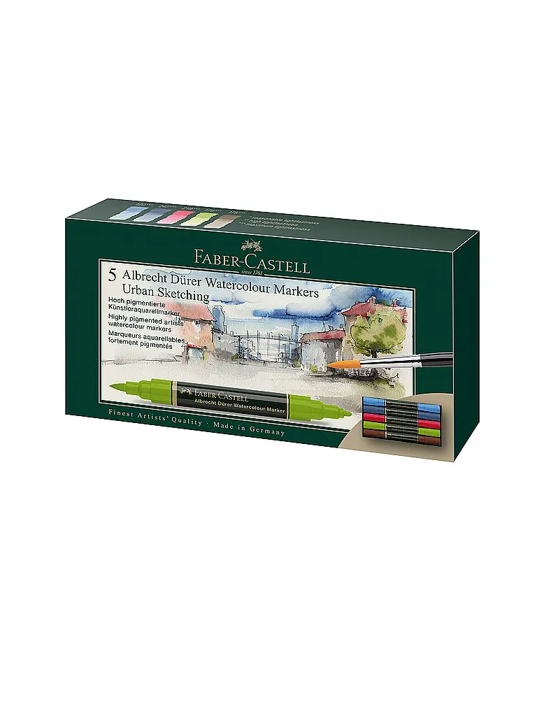 FABER-CASTELL | Rotuladores Acuarelables Albrecht Dürer Estuche de 5 Urban Sketching | 