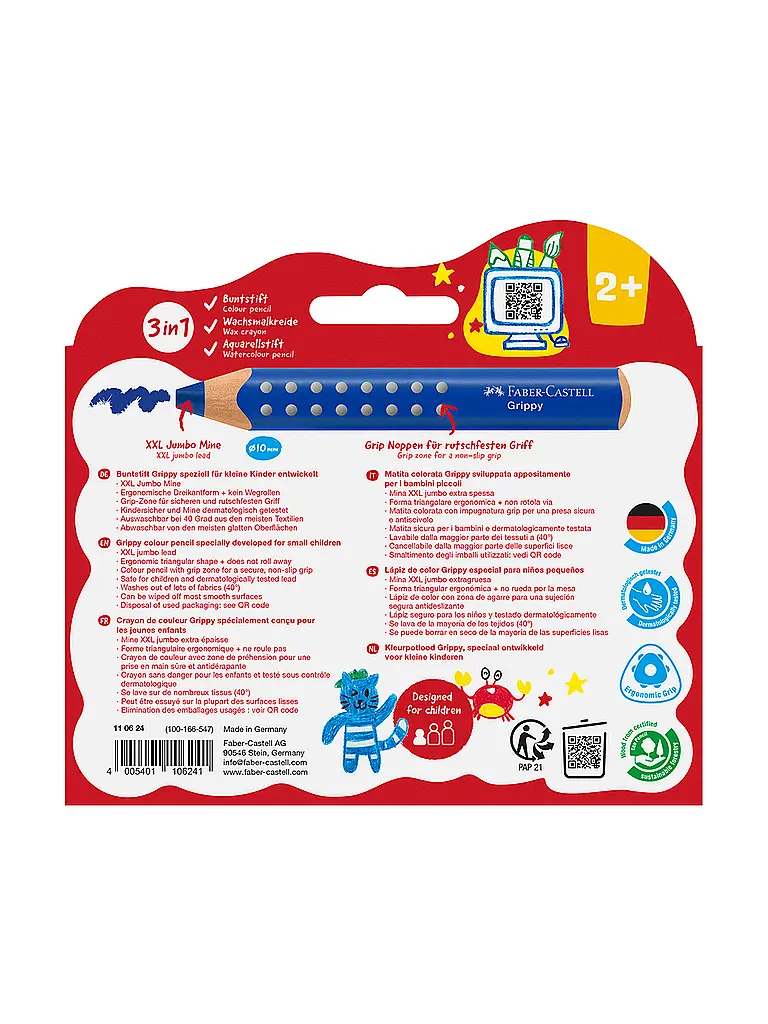 FABER-CASTELL | Set de 10 lápices de colores Grippy | Multicolor