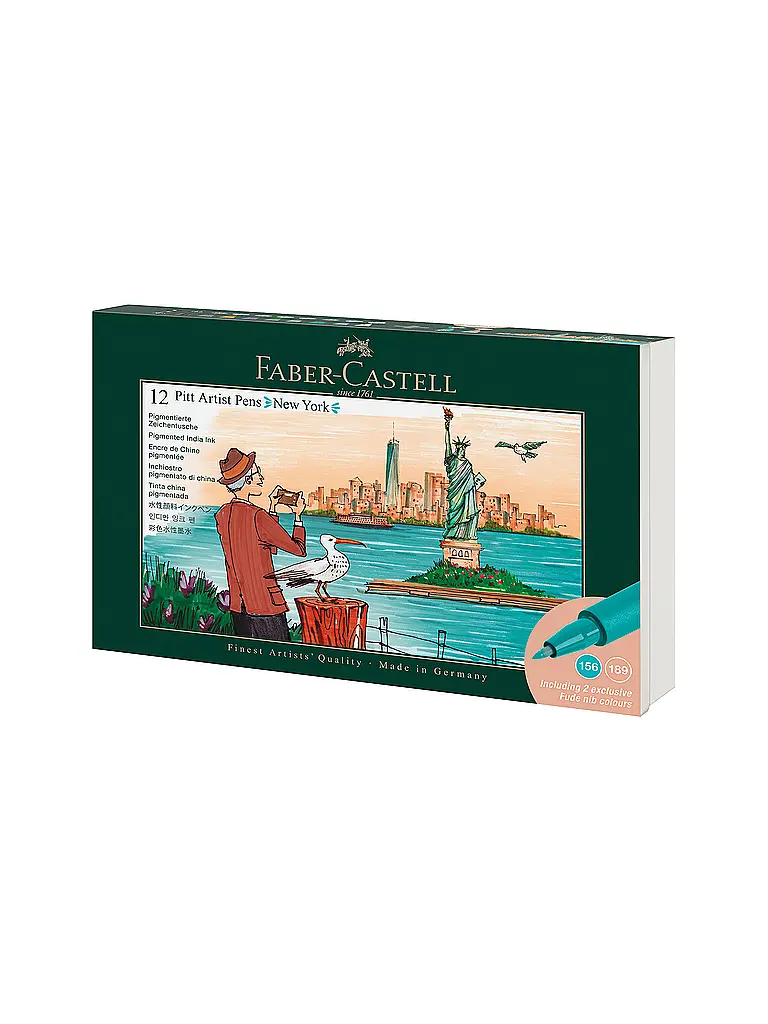FABER-CASTELL | Set de rotuladores de tinta china de 12 piezas Pitt Artist Pen | 