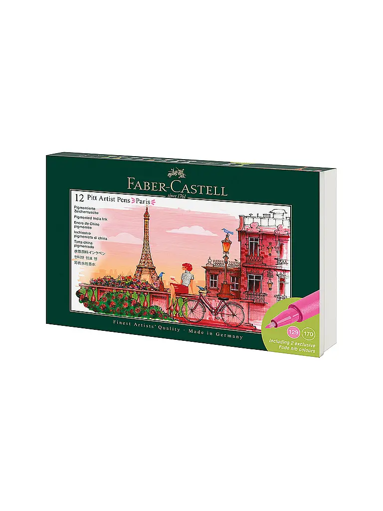FABER-CASTELL | Set de rotuladores de tinta china de 12 unidades Pitt Artist Pen | 